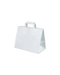 Papieren Draagtas Wit 32x17x27 cm – 14,7 Liter – Platte Handvatten