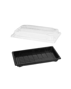 DRY Sushi Bak 07 – Zwart Sushi Tray met Deksel – 220 x 135 x 23 mm – 400 stuks