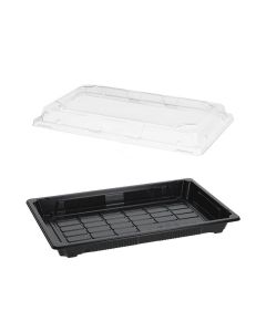 DRY Sushi Bak 11 – Zwart Sushi Tray met Deksel – 256 x 185 x 23 mm – 200 stuks
